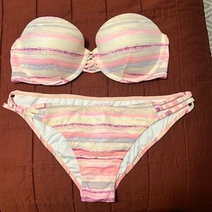 Victorias Secret swimsuit. 32D strapless top & Medium bottom
